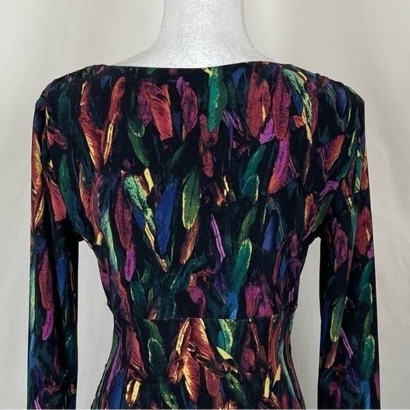 Carmen Marc Valvo Leaf Print Ruched BodyCon Dress NWOT Size S - Picture 6 of 12